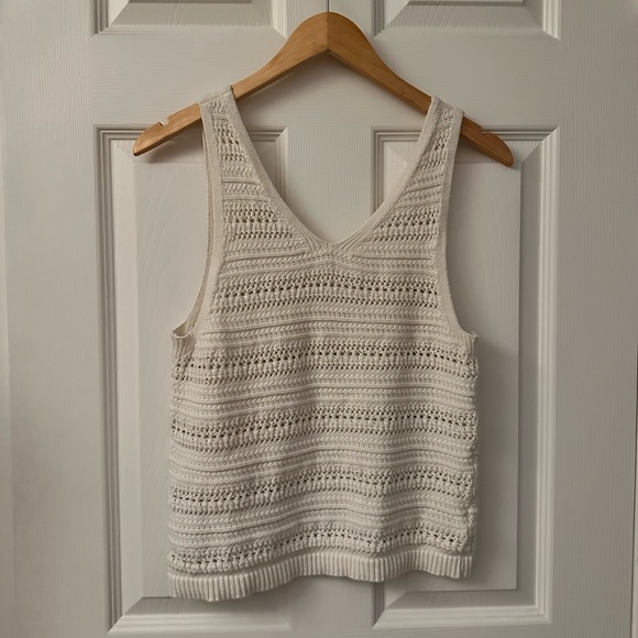 GAP Crochet V-Neck Sweater Tank Top Cream Small - Picture 2 of 2